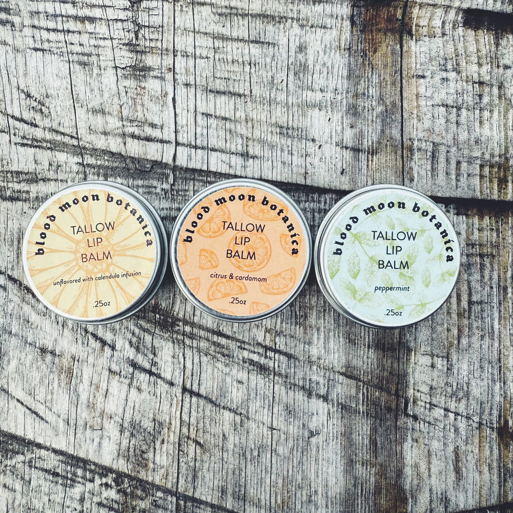 Tallow Lip Balm - Grass Fed, Infused with Calendula